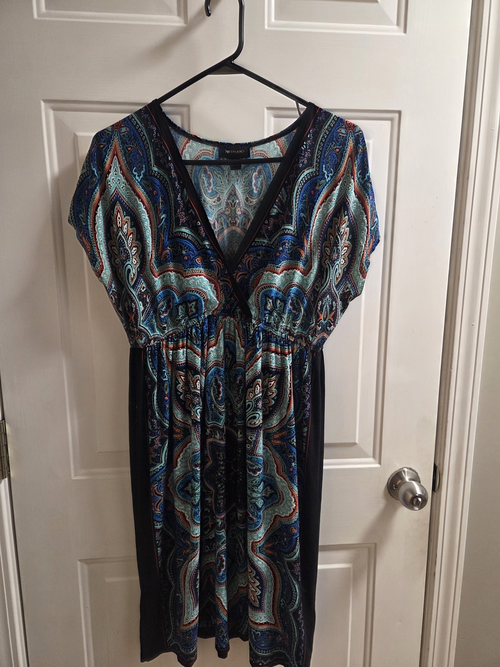AB Studio Blue Paisley Empire-Waist Dress